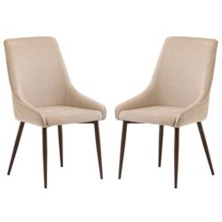 Jasper Ivory Fabric Dining Chairs With Wenge Legs In Pair