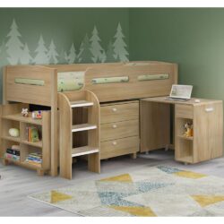 Kaira Wooden Children Bed With Ladder In Sonoma Oak