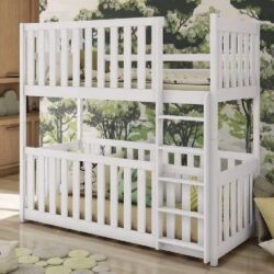 Keller Wooden Bunk Bed With Bonnell Mattress In Matt White