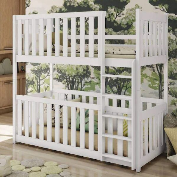 Keller Wooden Bunk Bed With Bonnell Mattress In Matt White