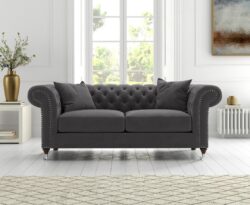 Kensington Chesterfield Dark Grey Velvet 2 Seater Sofa