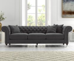 Kensington Chesterfield Dark Grey Velvet 3 Seater Sofa