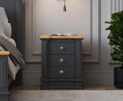 Lawson Oak and Charcoal Grey Painted 3 Drawer Bedside Chest