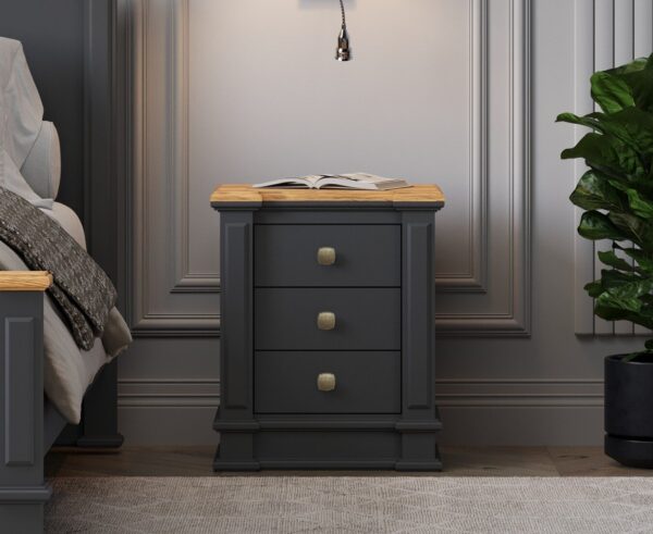 Lawson Oak and Charcoal Grey Painted 3 Drawer Bedside Chest