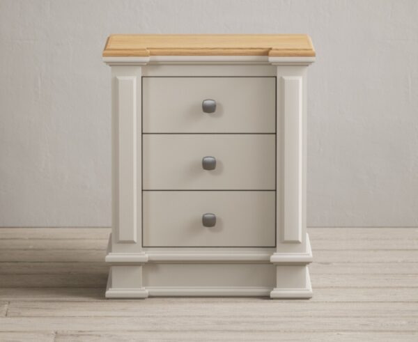 Lawson Oak and Soft White Painted 3 Drawer Bedside Chest