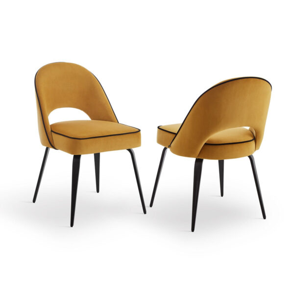 Liang & Eimil Yves Dining Chair Set of 2 (Crib 5) - Megan Mustard/Black Piping