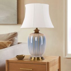 Lightsin Artisan Blue Brushed Glaze Ceramic Table Lamp Decorative Lighting