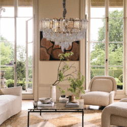 Lightsin Elegant Crystal-Accented Champagne Gold Crystal Chandelier Pendant Light
