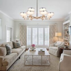 Lightsin Luxury Metal Chandelier for Living Room with Tri-Colour Lighting Options