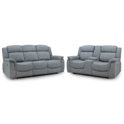 Lindsay Fabric Electric Recliner 3+2 Seater Sofa Set In Grey