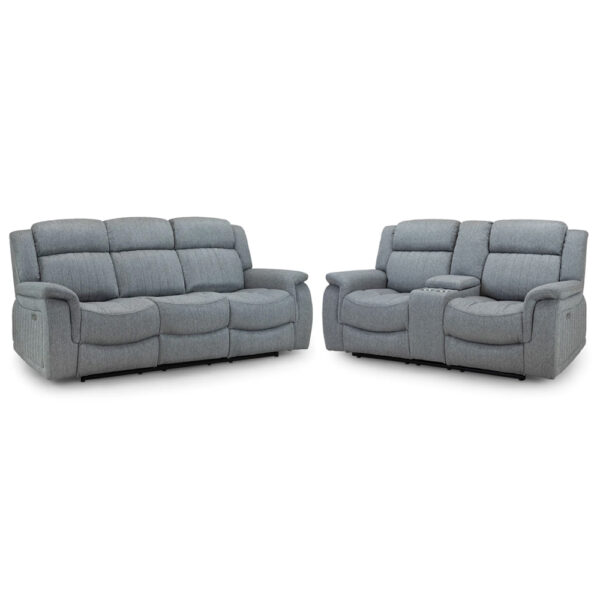 Lindsay Fabric Electric Recliner 3+2 Seater Sofa Set In Grey