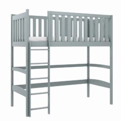 Lititz Wooden Bunk Bed With Bonnell Mattress And Ladder In Grey