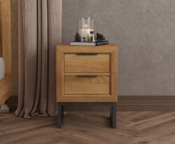 Loft Solid Oak 2 Drawer Bedside Table