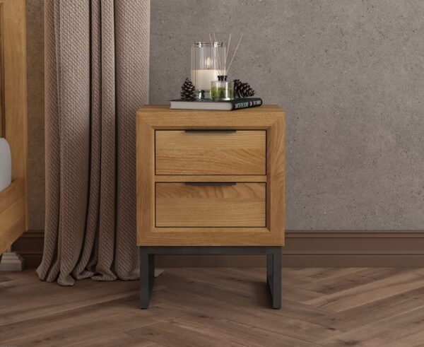 Loft Solid Oak 2 Drawer Bedside Table