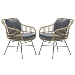 Macy Aluminum Frame Mystic Grey Fabric Dining Chairs In Pair