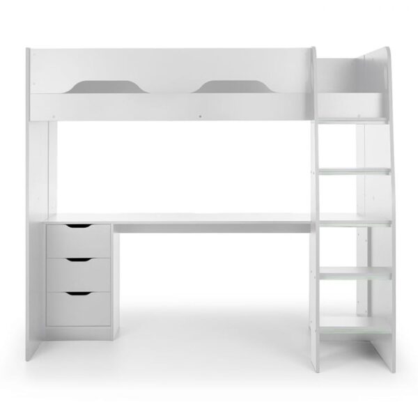Madrid Wooden Gaming High Sleeper Children Bed In White