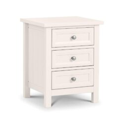 Maine - 3 Drawer Bedside Table - White - Wooden - Happy Beds