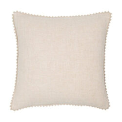 Malini Emma Linen Pom Pom Cushion in Natural