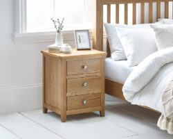 Mallory - 3 Drawer Bedside Table - Oak - Wood