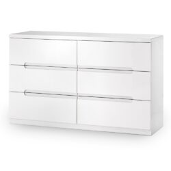 Manhattan - Gloss 6 Drawer Wide Chest - White - Wooden - Happy Beds