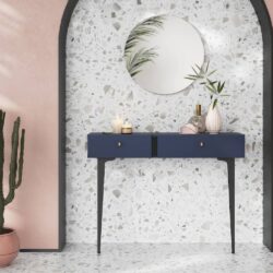 Mitcham Wooden Dressing Table With 2 Drawers In Navy