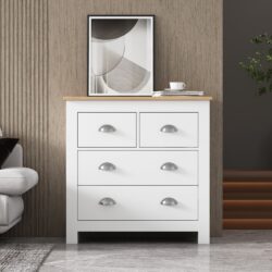 Modern Bedside Cabinet with Storage Drawers, Handles, Side Tables for Living Room, Sitting Room, Bedroom, Hallway, 80x40x80 cm, White Aosom.UK