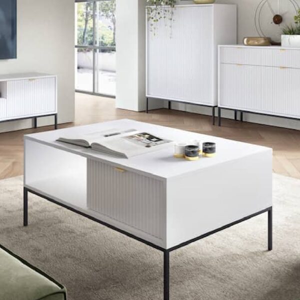 Napa Wooden Coffee Table With 1 Drawer In Matt White