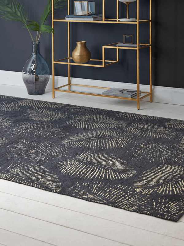 Navy Deco & Palm Rug