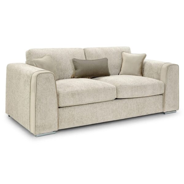 Newkirk Fabric 3 Seater Sofa In Beige