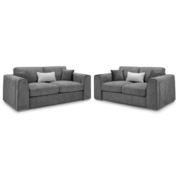 Newkirk Fabric 3+2 Seater Sofa Set In Grey