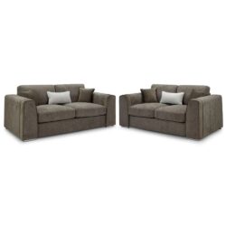 Newkirk Fabric 3+2 Seater Sofa Set In Mocha