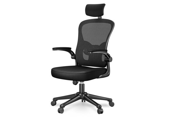 Office Chair Ergonomic Desk Chair Swivel Computer Chair for Home Office Max Load 150kg, With Headrest / Black