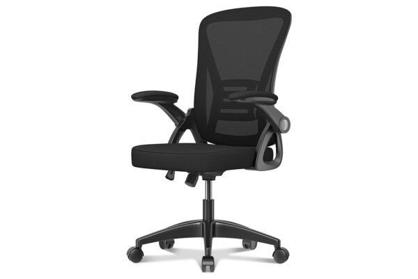 Office Chair Ergonomic Desk Chair with 90¡ã Flip-up Armrest Height Adjustable for Home Office, Black