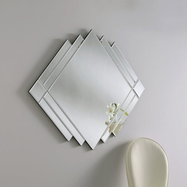 Olivia's Aomori Art Deco Wall Mirror in Black