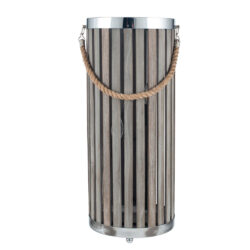 Olivia's Brittany Large Wash Wood Lantern Floor Lamp in Grey