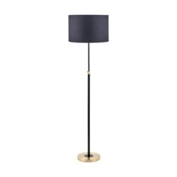 Olivia's Bryce Black and Gold Metal Rise and Fall Floor Lamp