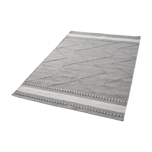 Olivia's Indoor Outdoor Grey and White Plaited Stripe Design Rug
