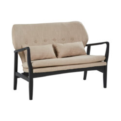 Olivia's Stockholm 2 Seater Beige Sofa with Black Wood Frame