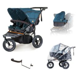 Out 'n' About Nipper Double V5 Newborn And Toddler Starter Bundle, Highland Blue