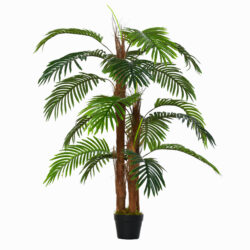 Outsunny 120cm/4FT Artificial Palm Tree Decorative Plant w/ 19 Leaves Nursery Pot Fake Plastic Indoor Outdoor Greenery Home Office Décor Aosom UK