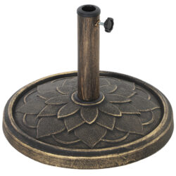 Outsunny 12kg Resin Garden Parasol Base, Heavy Duty Sun Umbrella Base for 32, 38, 48 mm Umbrella Poles for Deck Poolside, Bronze Tone
