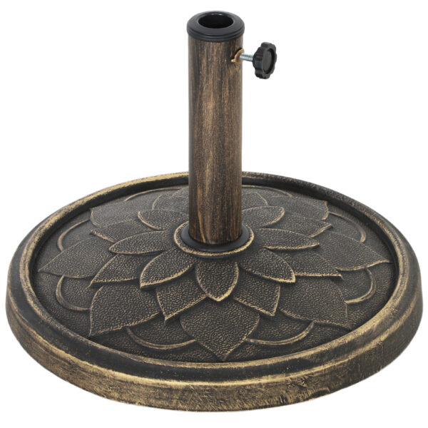 Outsunny 12kg Resin Garden Parasol Base, Heavy Duty Sun Umbrella Base for 32, 38, 48 mm Umbrella Poles for Deck Poolside, Bronze Tone