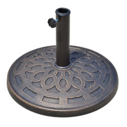 Outsunny 14kg Round Garden Parasol Base Holder Decorative Resin Market Umbrella Stand with Adjustable Coupler, Bronze Aosom UK