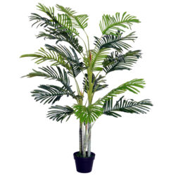 Outsunny 150cm(5ft) Artificial Palm Tree Decorative Indoor Faux Green Plant w/Leaves Home Décor Tropical Potted Home Office Aosom UK