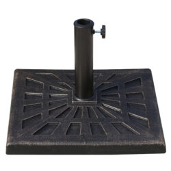 Outsunny 15kg Parasol Base Durable Patterned Colophony Garden Patio Square Umbrella Stand Base Stand Bronze Aosom UK