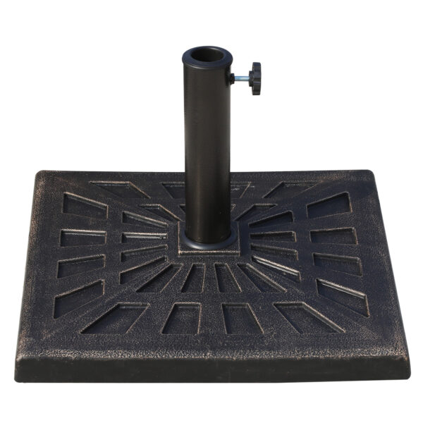 Outsunny 15kg Parasol Base Durable Patterned Colophony Garden Patio Square Umbrella Stand Base Stand Bronze Aosom UK