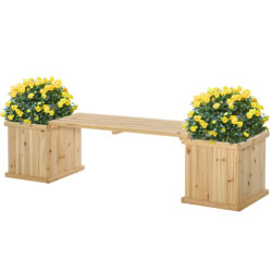 Outsunny 176 x 38 x 40 cm Planter Box, Dual-Purpose Raised Garden Bed with Bench, Wooden Patio Furniture Aosom UK