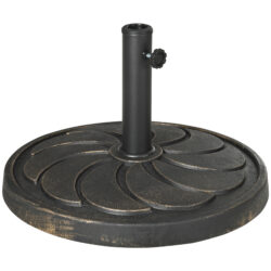Outsunny 18kg Resin Garden Parasol Base, Round Outdoor Market Umbrella Stand Weight for Poles of Φ38mm to Φ48mm, Bronze Aosom UK