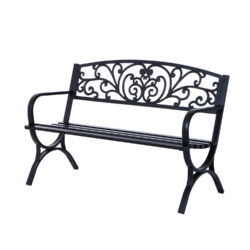 Outsunny 2-Seater Metal Garden Bench, Durable Outdoor Loveseat for Park or Porch, Elegant Design, Black Aosom UK