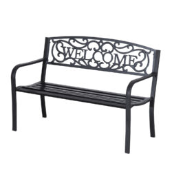 Outsunny 2 Seater Metal Garden Bench Patio Outdoor Park Porch Chair Aosom UK